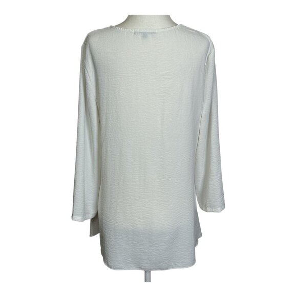 Asymmetrical Size M Womens White Tunic Blouse With Button Detail By Radzoli - Picture 5 of 8